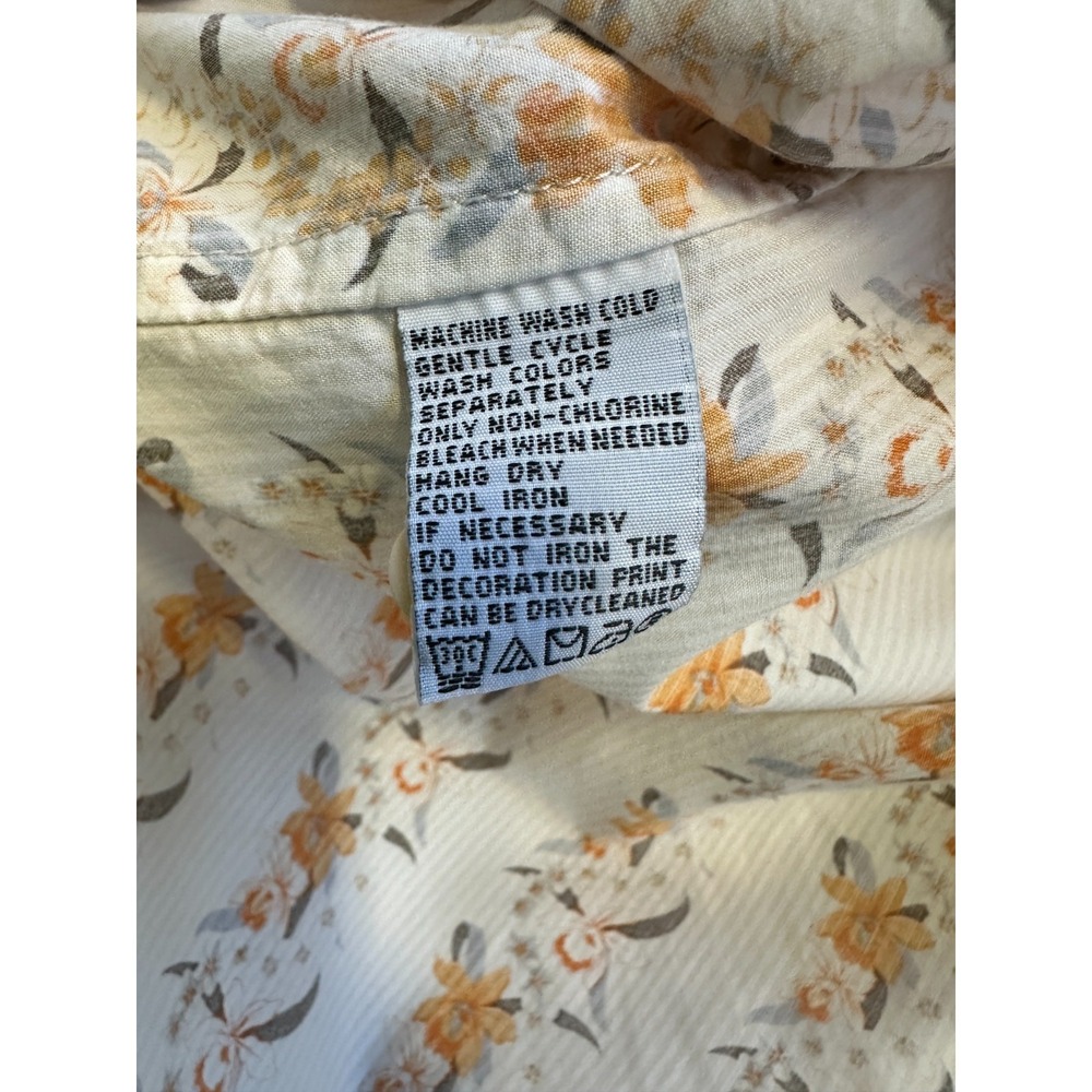Tommy Bahama Orchid Floral Stripe Cotton Silk Shirt Men XL Ivory Hawaiian Resort - Picture 6 of 11